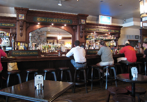 The interior of the Two Fools Tavern.