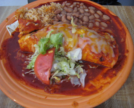 Carne adovada burrito plate