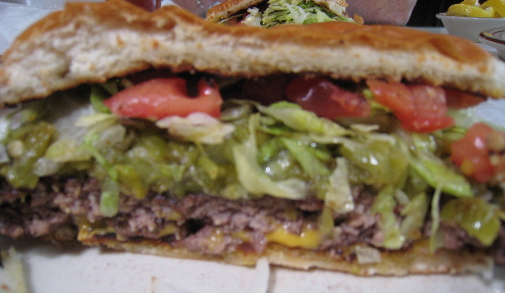 Green chile cheeseburger