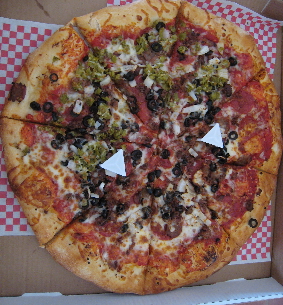 A combination pizza loaded with ingredients