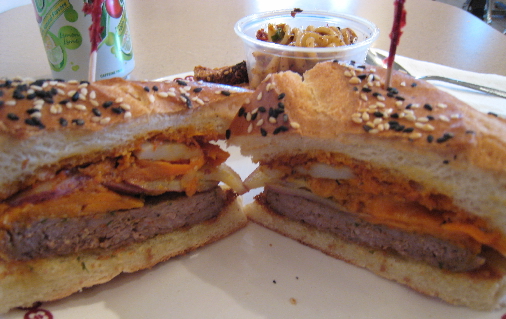 House made lamb sausage makes this sandwich special