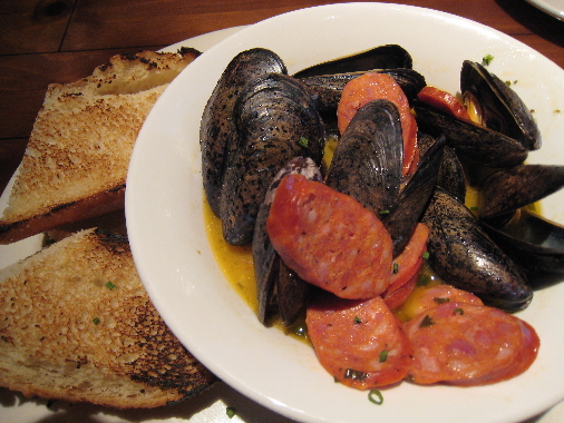 Mussels with Andouille sausage and Ale