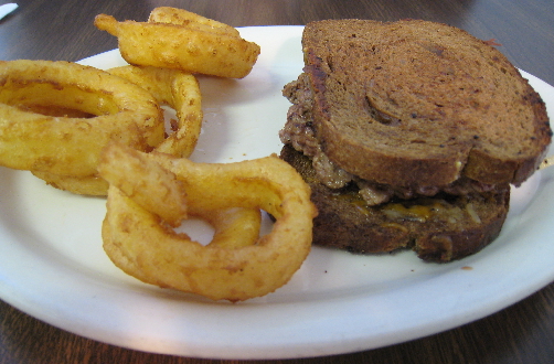 Patty melt and some of the best onion rings in New Mexico.