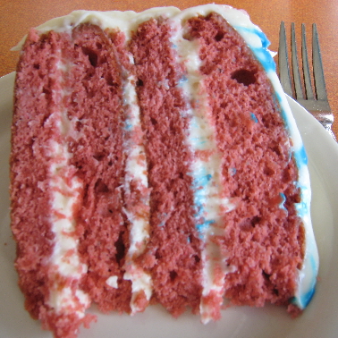 Red Velvet cake with cream cheese frosting.