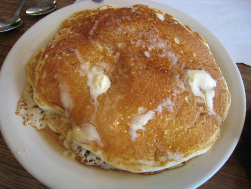 A short stack of Milton's delicious pancakes.