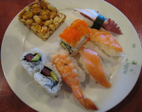 Sushi and peanut brittle