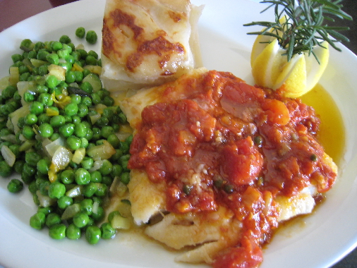 Cod with diced tomatoes 