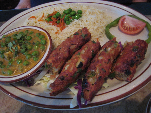 Sheek Kabob with mattar paneer.