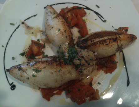 Calamari: Stuffed with pancetta, garlic, fresh herbs and ricotta cheese