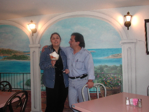 Monica and Leo, the heart and soul of El Norteno. The tres leches cake in Monica's hands is destined for our table.