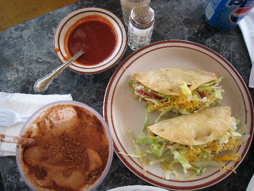 Horchata and beef tacos