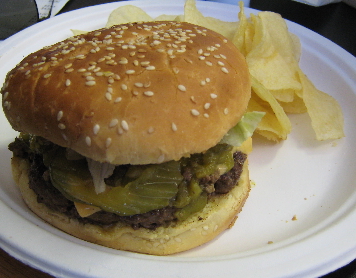 One of the best green chile cheeseburgers in New Mexico!