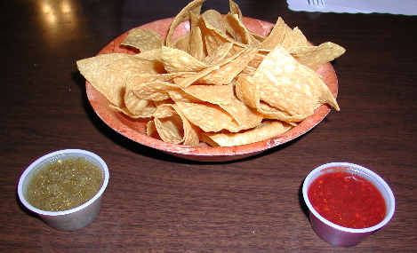 The red salsa at Dos Amigos is based on ancho chiles.