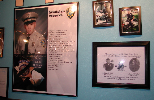 Bernalillo county and Albuquerque's finest are honored on a wall at Dos Amigos.