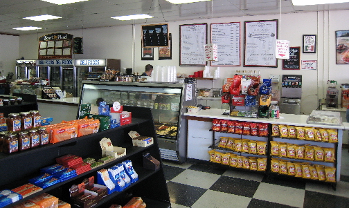 Shelves stocked with wonderful products at Deli Mart