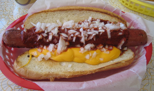 Chili dog with onions
