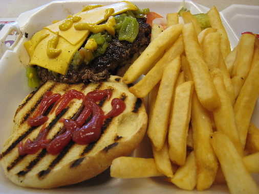 Green chile cheeseburger