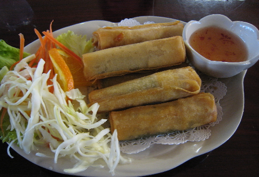Shrimp rolls, served six to an order.