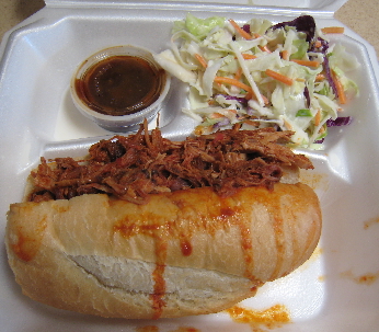 Carne Adovada on a bolillo roll