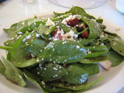 Spinach with warm bacon drssing and much more...