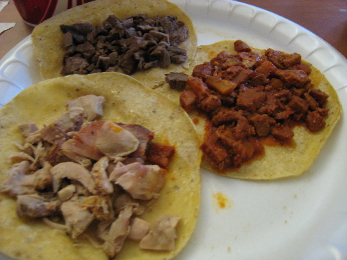 Carne Asada, Pollo Asado and Al Pastor Tacos