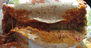 Roast beef burrito on whole wheat tortilla