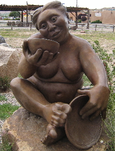 A bronze sculpture by Roxanne Swentzell