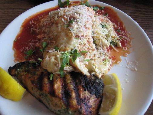 Cilantro Salmon with Tomato Habanero Lasagna