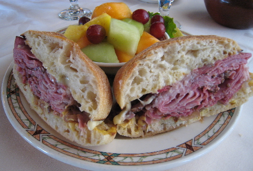 Hot Pastrami and Pepperjack with Grilled Red Onion on Sourdough