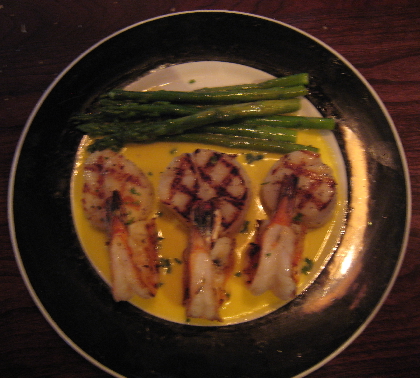 Grilled shrimp and mussels with Brussel Sprouts